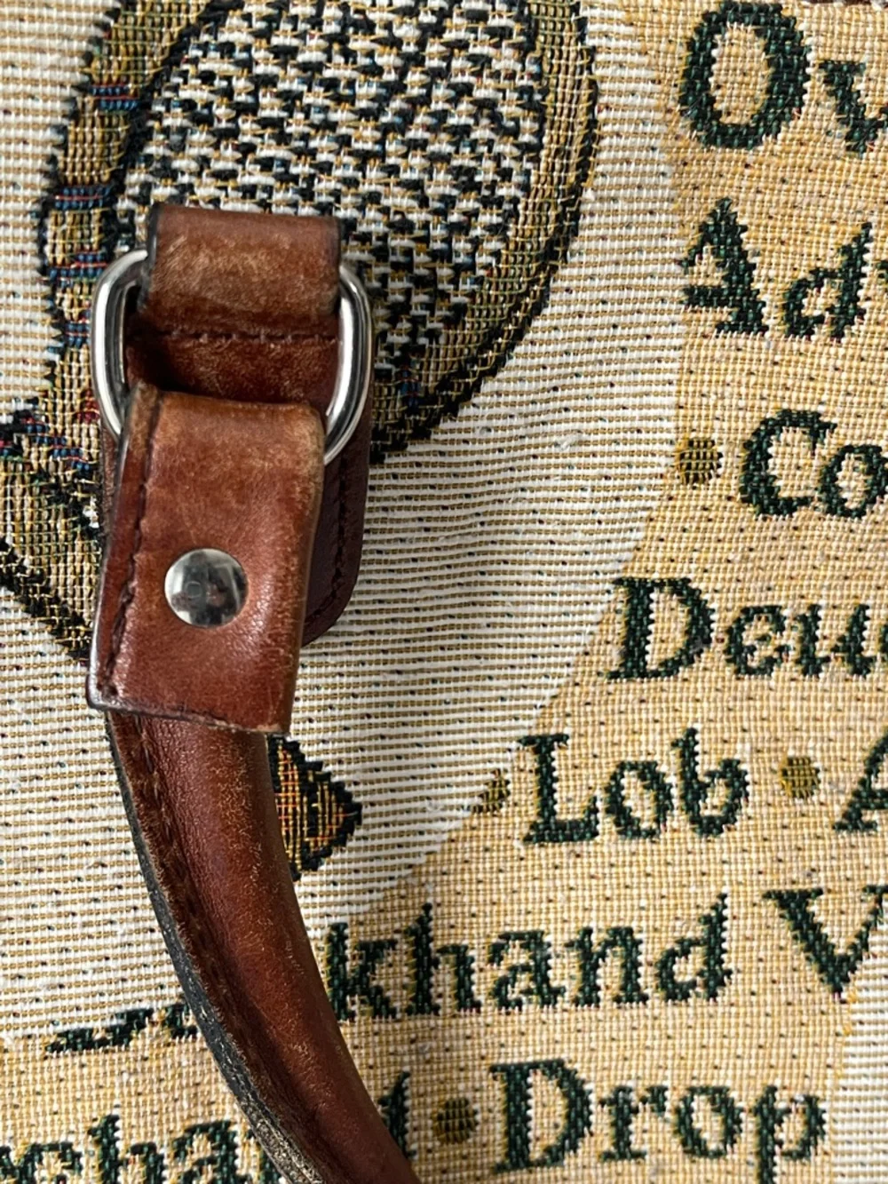 Ravini Tennis Themed Country Club Tapestry Dual Handle Zip Close Satchel Handbag